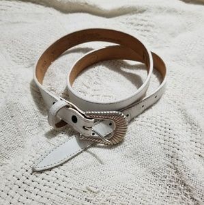 Vintage Nocona White Leather Western Style Belt